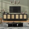 thumbnail image 1 of Modern Rattan Buffet Cabinet with Adjustable Shelves, Storage Sideboard Credenza for Kitchen, Dining Room, Living Room, Entryway, 47.2" - Black Color, 1 of 8