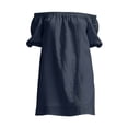 thumbnail image 3 of Kukoosong Women's Off The Shoulder Mini Dress, Short Sleeve Flowy Dress, Casual Summer Beach Sundress, Lightweight Button Up Pocket Loose Fit Dress, 3 of 7