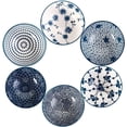 thumbnail image 2 of Set of 6 blue and white floral rice bowls, 8-ounce Japanese style oatmeal bowls, various designs, 2 of 3