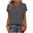 thumbnail image 2 of Lenago Women's Tops Tops for Women Women's Fashionable Spring And Summer Clothing Unisex Fashionable Printed Base T-Shirt Button-Up Short-Sleeved Round-Neck Top/Shirt Black M, 2 of 8