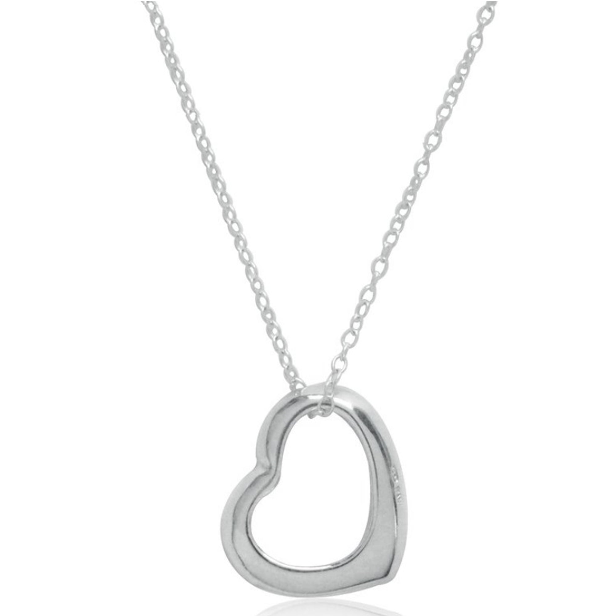 Ritastephens Sterling Silver & Diamond Heart Charm Pendant Necklace 18 Inches 0.06ct