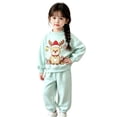 thumbnail image 5 of Enjoytime Christmas Girls Outfits Print Long Sleeve Crewneck Sweatshirt with Pants 2 Piece Set Cute Holiday Kids Toddler Clothes, 5 of 7