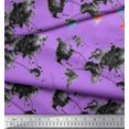 thumbnail image 2 of Soimoi Purple Rayon Fabric Text & Map Watercolor Print Fabric by the Yard 56 Inch Wide, 2 of 5