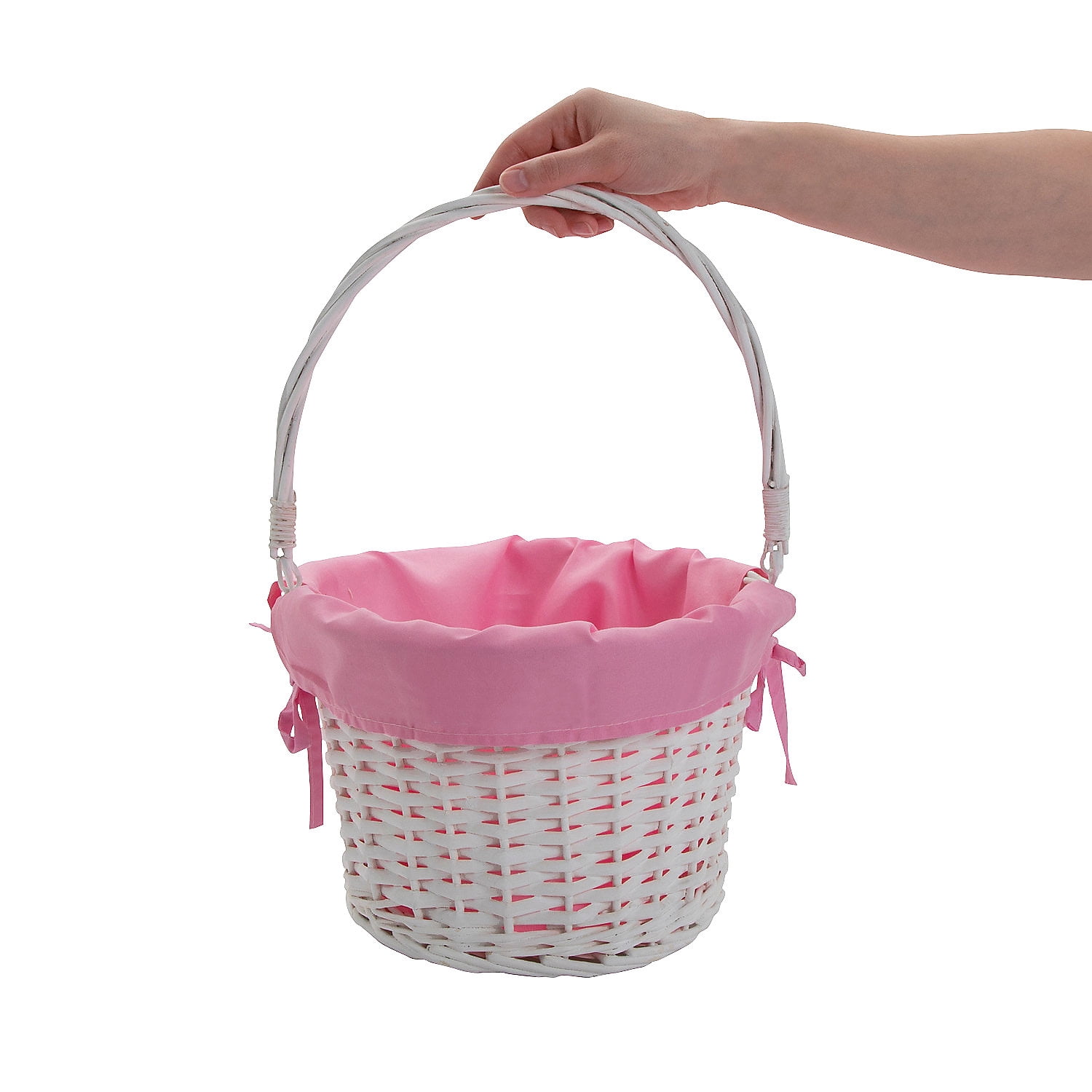 White Easter Basket with Pink Liner