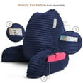 thumbnail image 3 of Clara Clark Backrest Reading Pillow, Back Support Pillow with Arms, Shredded Memory Foam Bed Rest Pillow, Medium, Navy Blue, 3 of 6