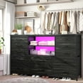 thumbnail image 4 of Romorgniz 55" Black Dresser TV Stand with 12 Fabric Drawers,LED Lights & Charging Station,Media Console for Bedroom,Living Room, 4 of 8