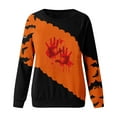 thumbnail image 4 of Arlun,Halloween Sweatshirts Women's Funny Hands Graphic Bloodstained Sweatshirts Plus Size Fashion Color Block Crewneck Long Sleeve Hoodless Tops Orange XL, 4 of 5