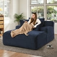 thumbnail image 2 of Muumblus Oversized Chaise Lounge Chair Indoor Furniture, No Assembly Required, Plush Corduroy Cloud Floor Sofa Bed for Living Room, Blue, 2 of 10