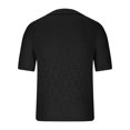 thumbnail image 3 of IYTR Mens Shirts Vintage Knit Hollow Out Beach Shirts Casual Comfy Summer Fashion Solid Color Short Sleeve T Shirts Button Down Turndown Collar Black XXXL, 3 of 6