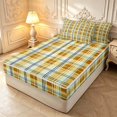 thumbnail image 2 of Manfei Vintage Grid Zipper Twin Comforter Sets with Fitted Sheet and 2 Pillowcases,Modern Check Zipper Bedding Set,Yellow,Black Reversible,4pcs, 2 of 8
