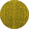 thumbnail image 1 of Ahgly Company Machine Washable Indoor Round Abstract Yellow Modern Area Rugs, 6' Round, 1 of 4