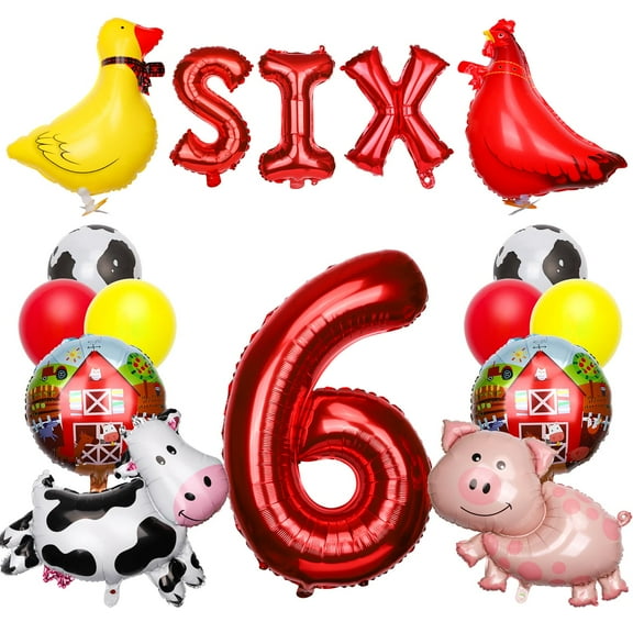 14pcs Farm Animal Balloon, Birthday Party KKS1 Balloons Farm Birthday Decorations Farm Birthday Balloons for Farm Animal Theme Birthday Party Decor Supplies (6 Years Old)