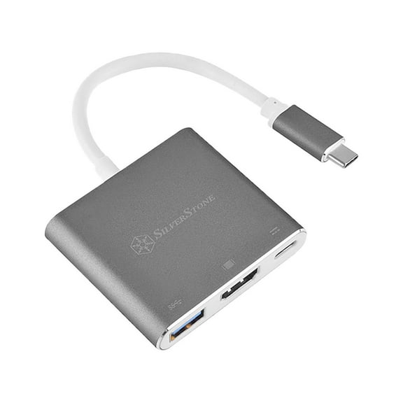 SilverStone USB Type-C Multi-purpose Hub with USB Type-A, USB Type-C, and HDMI, Charcoal Gray (EP08C)