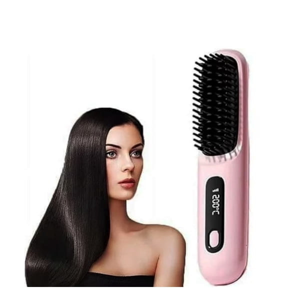2026 NEW  Numoya Go Brush Pro, Portable Straightener Brush Hair Styler, Fast Heating Cordless Mini Hair Brush