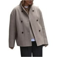 thumbnail image 2 of DailyTrove Women's Double-Breasted Wool Coat, Long Sleeve, Winter Formal & Office Wear, Warm Polyester Blend, Plus Size Friendly, 2 of 6