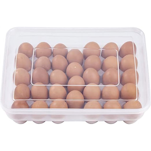 Caja de huevos de plástico, caja grande de cocina, rejilla de almacenamiento de huevos, soporte para huevos en refrigerador