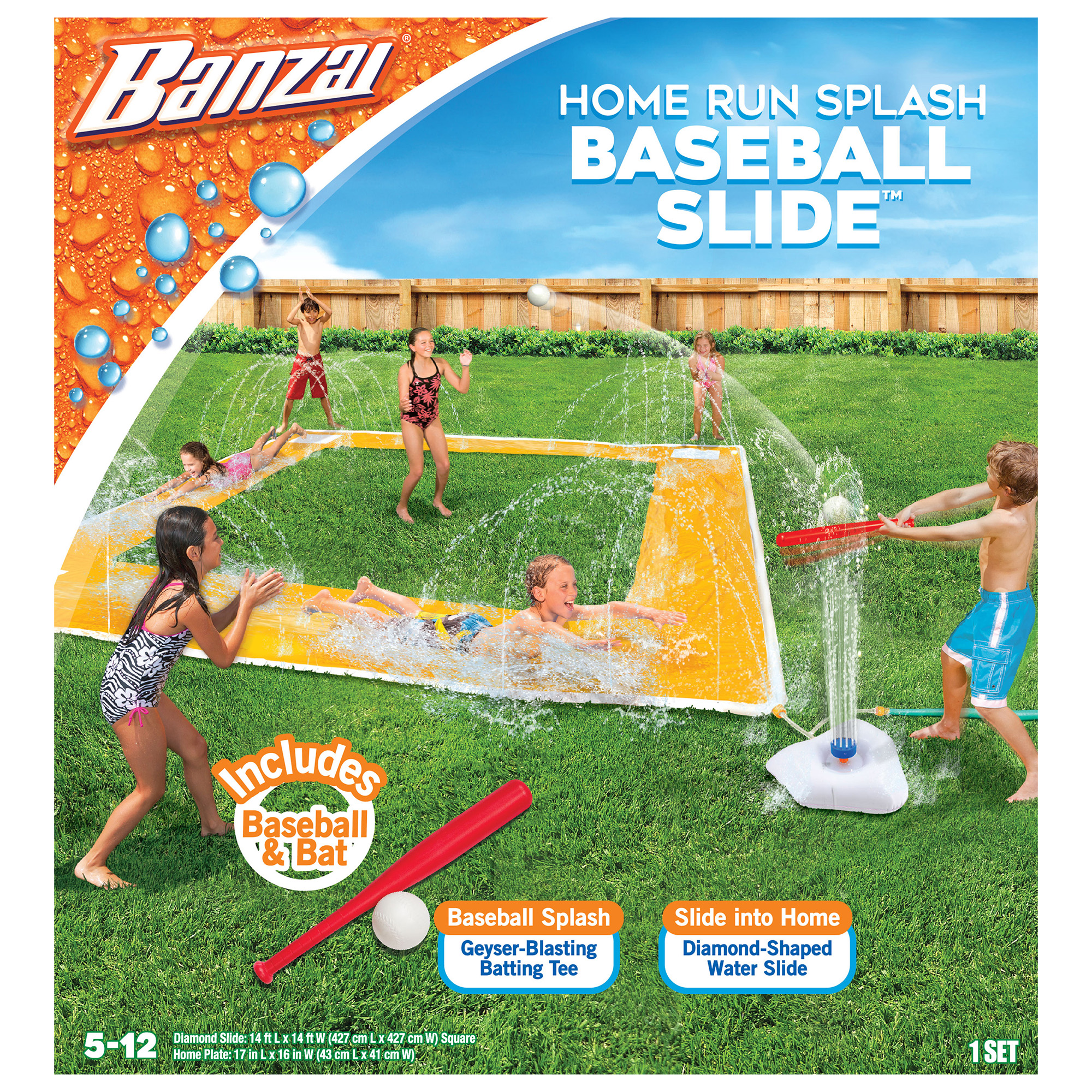 Banzai Home Run Splash Baseball Slide Kids 14 feet x 14 feet Backyard Summer Fun, Ages 5+ - image 2 of 8