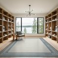 thumbnail image 2 of ODIKA 9'x12' Washable Area Rug Dusty Blue Solid That Geometric Neutral Couch Modern Farmhouse Design with Clean Symmetry for Master Suite, California King, Under Bed, Non-Shedding, Easy Care, 2 of 7