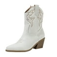 thumbnail image 6 of UngA Mid Calf Boots for Women Cowboy Boots for Women Mid Calf Fashion Cowgirl Boots White,6, 6 of 7