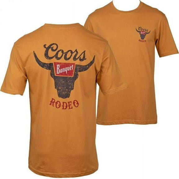 Coors Coors Banquet Rodeo Logo Distressed Front & Back Print T-Shirt - Brown - Large