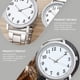 thumbnail image 2 of ColoMX 2 PCS Relojes de pulsera Reloj de pareja de acero inoxidable Reloj de plata Relojes casuales duraderos, 2 of 8