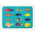 thumbnail image 1 of Colorful Bath Mat, Aquatic Scene of Different Fish Shapes and Types Nautical Lifestyle, Plush Bathroom Decor Mat with Non Slip Backing, 29.5" X 17.5", Dark Seafoam Multicolor, by Ambesonne, 1 of 2