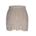 thumbnail image 7 of yardsong Boho Hollow Out Knit Mini Skirt Womens Scalloped Elastic Waist Beach Swimsuit Coverup Beige,L, 7 of 7