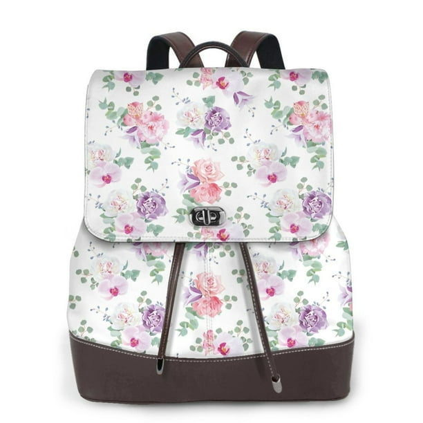 Disketp Rose Flower B Mochila de Cuero para Mujer, Bolso de Espalda Antirrobo con Estilo para Viaje, Trabajo y Uso Diario