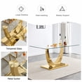 thumbnail image 5 of Sumdeal Modern 9-Piece Dining Set, 71-Inch Rectangular Tempered Glass Table with 8 White PU Leather Chairs, Gold Legs, Style 1, 5 of 9