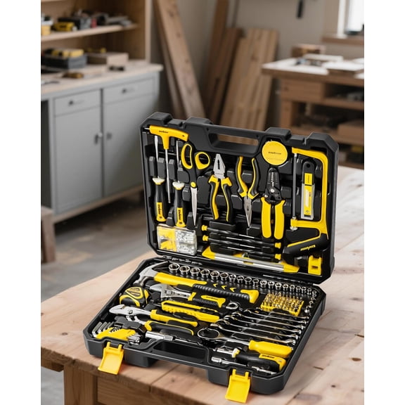 Home Tool Kit, 220 Piece Hand Tool Kit with Toolbox Storage Case, Basic Household Auto Repair Tool Set for Home Repairs Men Women , Auto Maintenance,  Use, Household Repair Tools