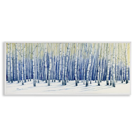 Stupell Industries Rustic Lodge Looming Winter Birch Trees White Framed Giclee Art, 24 x 10, by Paul Brent