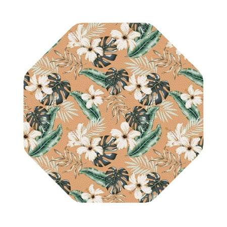 

Matuu Tropical Leaves Flower for Cup Coasters Set of 6 Leather Coasters Desk Coasters for Office Measures 4” x 4” Octagon