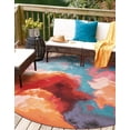 thumbnail image 3 of Unique Loom Outdoor Modern Collection Area Rug - Rayleigh (10'  Round Gray and Pink/Orange), 3 of 9