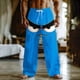 thumbnail image 1 of Ceisia Men's Fun Cartoon Annoyed Face Print Loose Casual Pants with Elastic Drawstring Waist Sky Blue S Gifts, 1 of 3