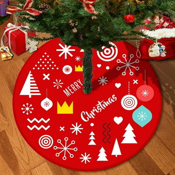 Lekihaqq 2 Packs Festive Knit Christmas Tree Skirt with Cable Pattern, Holiday Decor for Home Living Room, Tree Bottom Cover Decorative Mat for Xmas Party Decorations