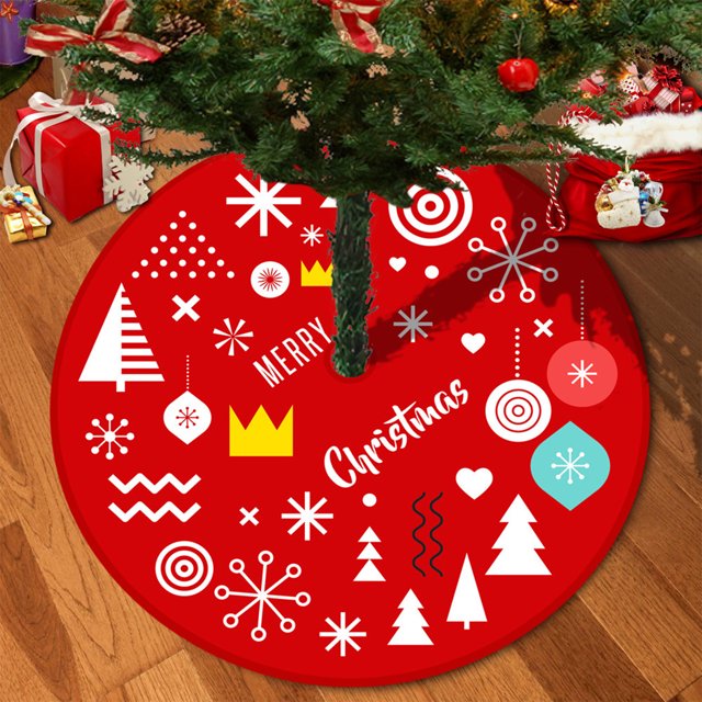 Wzzjkit Christmas Decorations 35 In Christmas Tree Skirt with Delicate Print Christmas Tree Bottom Decoration