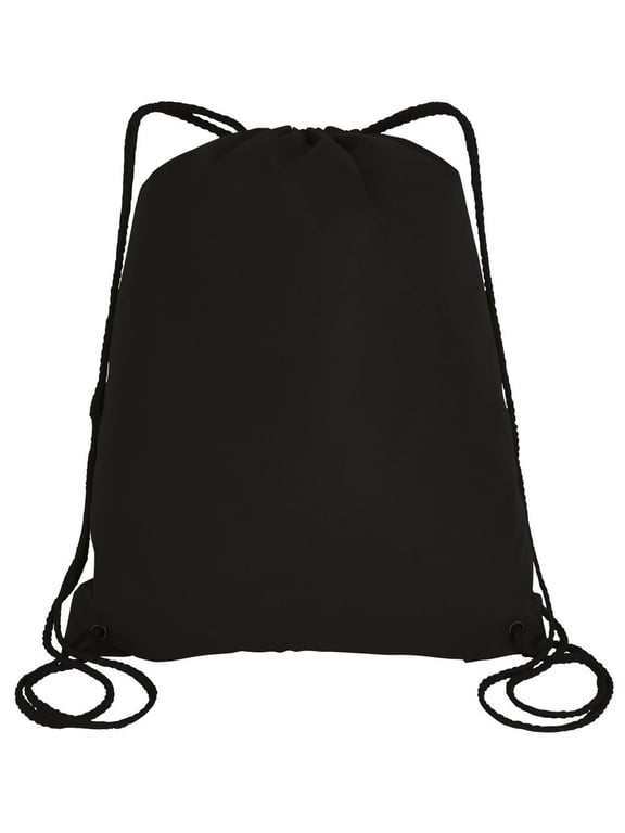Large Drawstring Backpack Gym Sack Bag Foldable Cinch Bag Sport, Travel Shopping (25, Black)