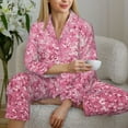 thumbnail image 6 of Salouo Pink Glitter Pattern Women's Pajamas Set Long Sleeve Button Down Sleepwear Soft Pj Lounge Sets for women 2 Piece Pjs Set with Long Pants-Medium, 6 of 7