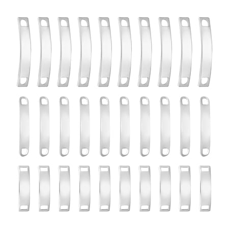1box 30pcs 3 styles 304 & 201 Stainless Steel Connector Charms Rectangle Links Stainless Steel color 24.5~38.5x4~7x0.5~4mm Hole: 3~4x2~4mm 10pcs/style