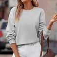 thumbnail image 5 of Feimerou Long Sleeve Shirts for Women 2025 Spring Round Neck Sweatshirts Solid Colors Loose Fit Soft Comfort Casual Pullover Tops, 5 of 7