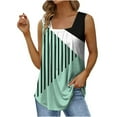 thumbnail image 2 of Wycnly Womens Tank Tops Trendy Loose Pleated Swing Breathable Tunic Tank Tops Summer Fashion Geometric Print Square Neck Sleeveless Shirts Blouse Green m, 2 of 5