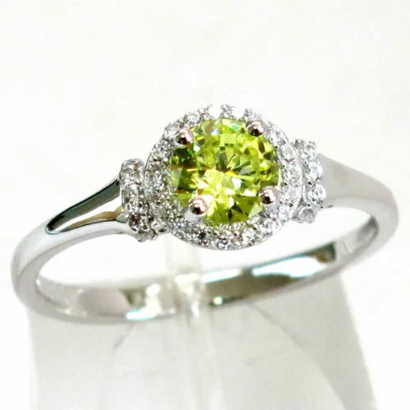 QQTDFG Fashion 925 Silver Round Cut Peridot Wedding Ring Women Jewelry Gift Size 6-10-#1-6