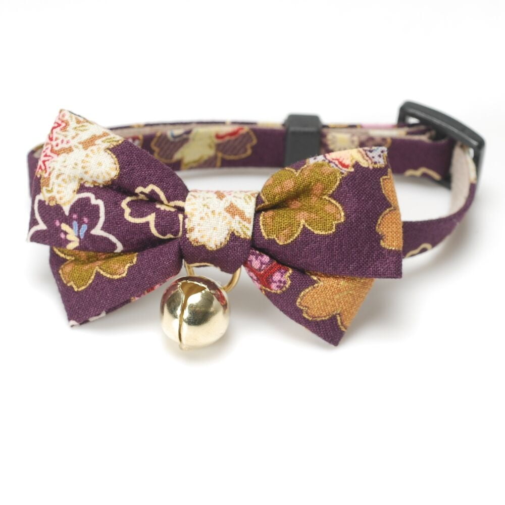 Necoichi Kimono Bow Tie Cat Collar (Purple)