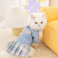 thumbnail image 3 of Disfraz de mascota pequeña, faldas de uniforme escolar para perros y gatos, disfraz de marinero para gatos, fiesta de cosplay para perros pequeños, ropa para gatos (Beige Mixed Blue) M JAMW Sencillez, 3 of 5