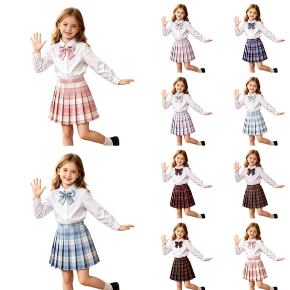 Kureaily Girls Plaid Pleated Skirt High Waist School Uniform Mini Skirt (Brown)