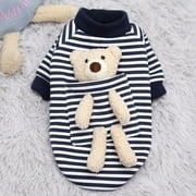 Fovien Dog Clothes Dog Sweater, Pocket Teddy Bear Cute Dog Sweater, Pet Clothing Puppy Cat Autumn and Winter Warm Clothes, Blue