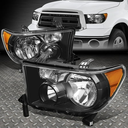 NUVISION for 07-13 Toyota Tundra 08-17 Sequoia Black Housing Amber Corner Headlights