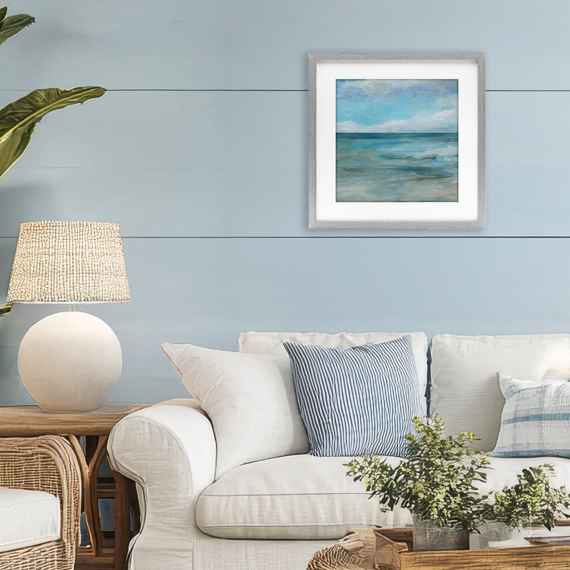 Stupell Industries Aqua Ocean Horizon Abstract Gray Framed Print Under Glass, design by Carol Robinson