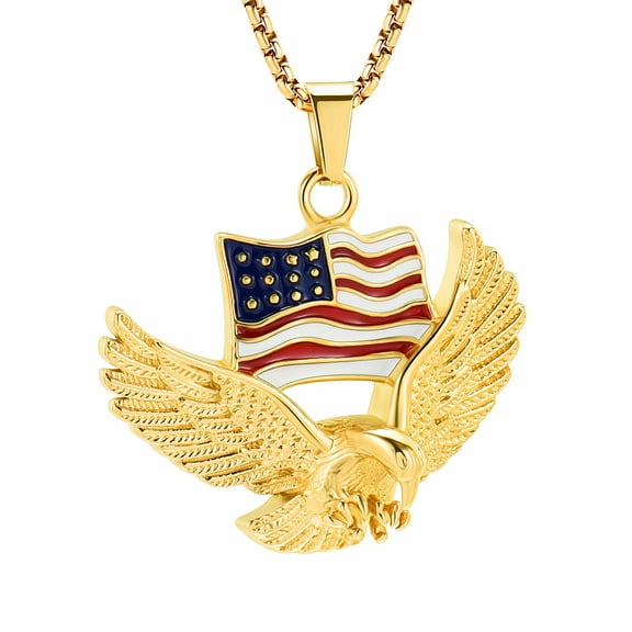 Eagle Memorial Urn Necklace Keepsake Pendant Ashes Necklace Stainless Steel Urn Necklace Eagle Keepsake Pendant Flag of the United States Urn Cremation Necklaces