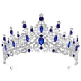 thumbnail image 4 of Miallo Elegant Navy Blue Gemstone Princess Tiara for Quinceañera, Luxury Baroque Pageant Crown, Formal Prom Hair Jewelry for Girls, 4 of 7